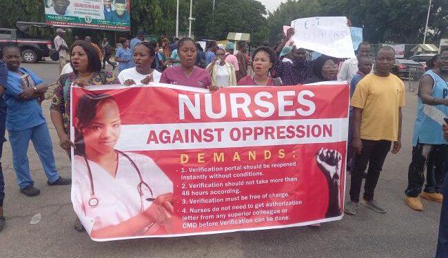 PROTESTING NURSES AT THE NATIONAL ASSEMBLY