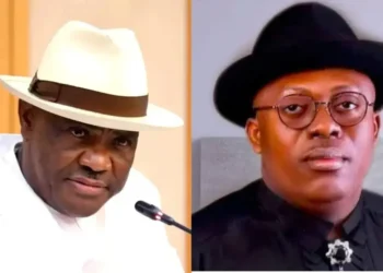 FORMER GOVERNOR OF RIVERS STATE NYESOM WIKE AND THE INCUMBENT GOVERNOR SIMINAlAYI FUBARA